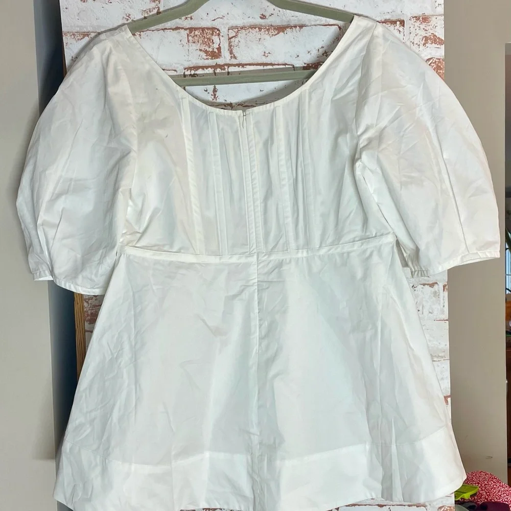 NWT Tuckernuck White Neely Puff Sleeve Blouse SzS